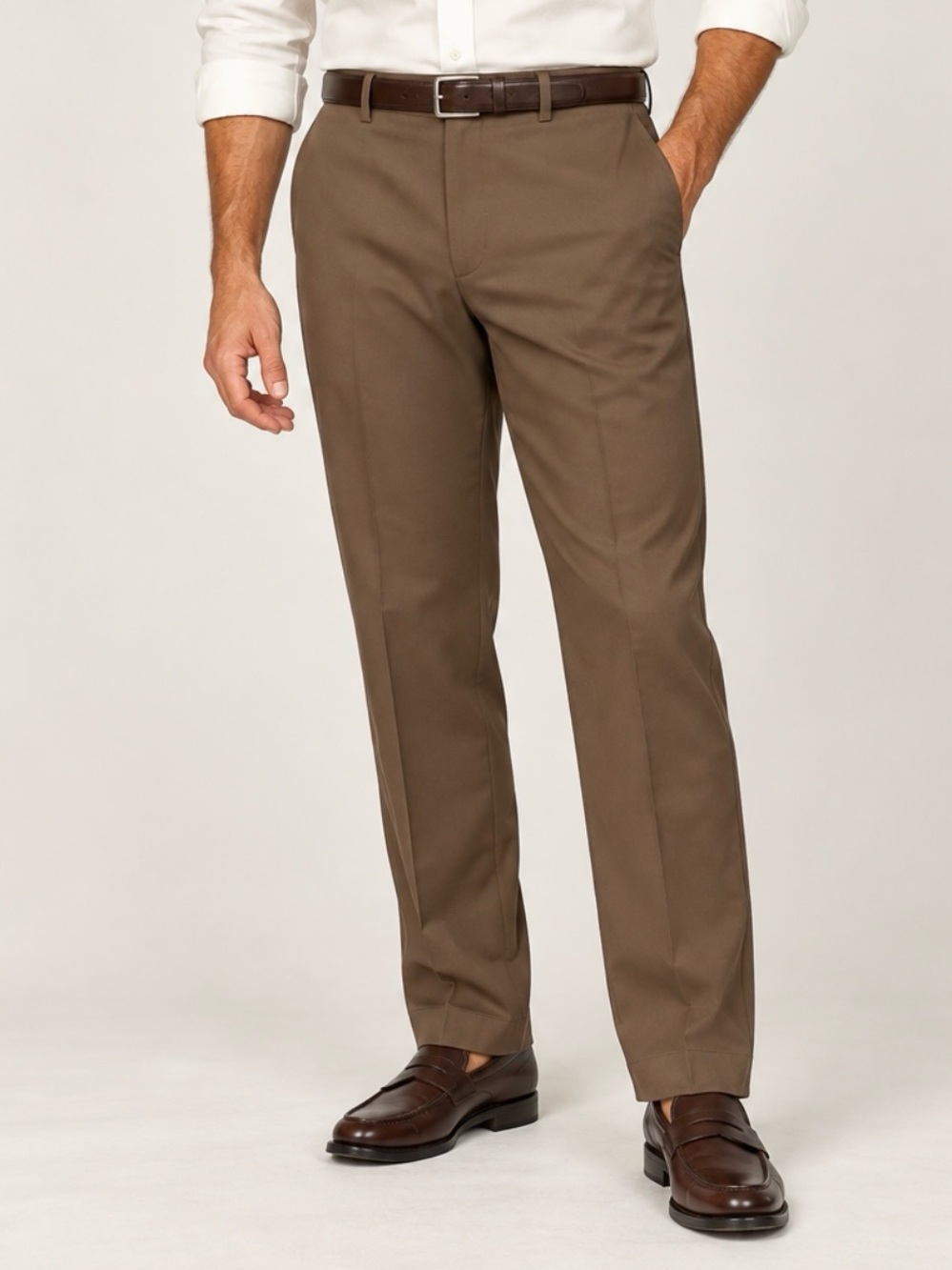 Lauren Ralph Lauren Men’s Brown Stretch Flat Front Pants 40x32 (measures 31)